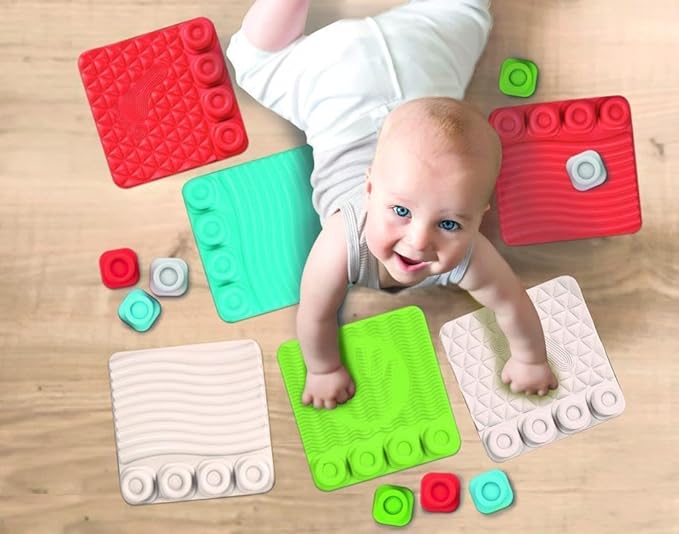 Clementoni- Soft Clemmy Touch, Crawl & Play Sensory Path: Safe & Fun Playmat for Crawling Babies & Toddlers, Develops Tactile Skills & Builds Imagination, 8 Maulticoloured Pieces (6+ Months)