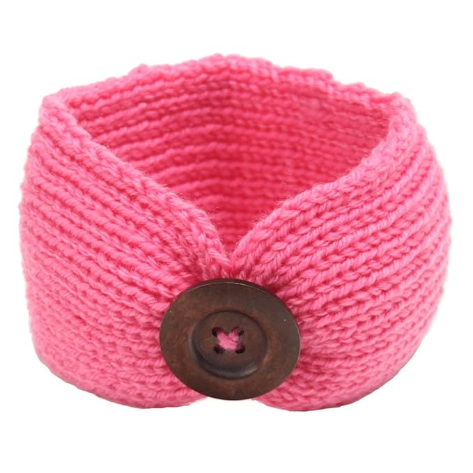 QandSweet Baby Turban Head Wrap Headbands Girl Knitting Button Hairbands