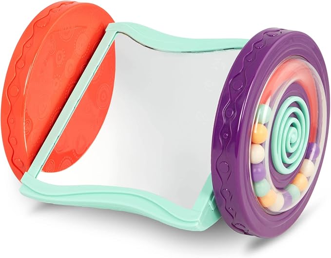 B. toys – Baby Toys Mirror with Rolling Sensory Wheels – Interactive Roly– Poly Mirror for Tummy Time & Crawling – Early Learning for Infant Development – 0+ Months