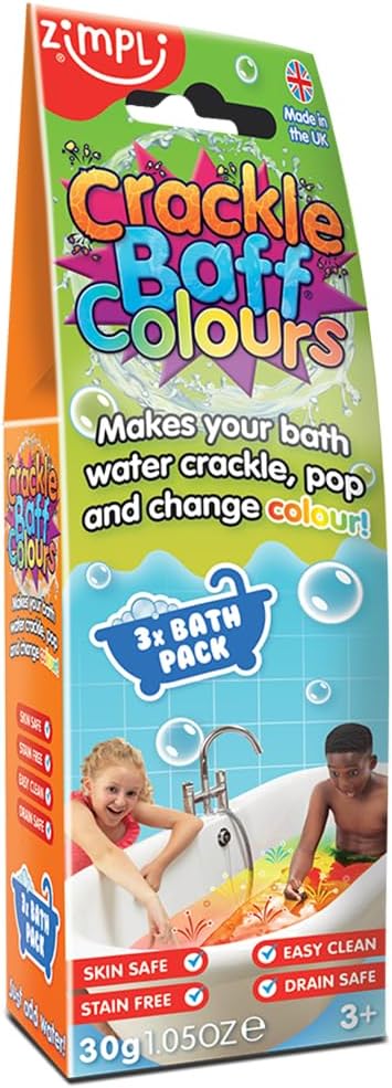 Zimpli Kids 6043 Crackle Baff Colours, 3 Bath Pack, Make Water Crackle and Change Colour, Children's Sensory & Bath Toy
