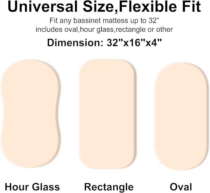 Ultra-Soft 2-Pack Stretchy Bassinet Sheets - Universal Fit for Halo Bassinest, Graco, Chicco & Most Bassinets (Rectangle/Oval/Hourglass) | Safe Snug Fit for Girls & Boys, Unisex Cradle Mattress Covers