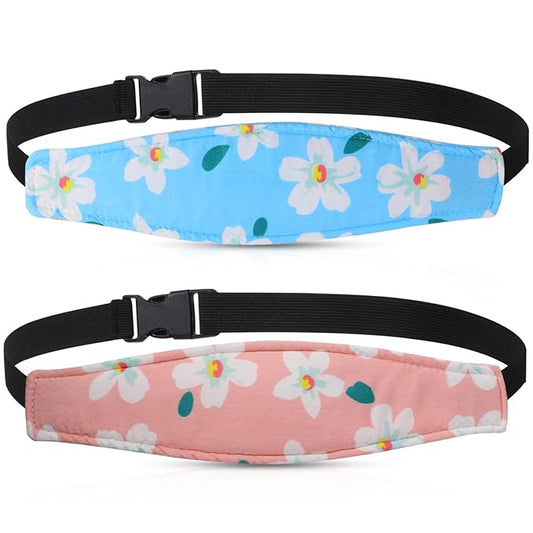 Hestya 2 Pieces Baby Car Seat Head Straps, Carseat Head Support for Toddler Holder Band Headrest, Stroller Sleeping Headrest Neck Relief for Kids Children Toddler Infant(Fresh Flower)