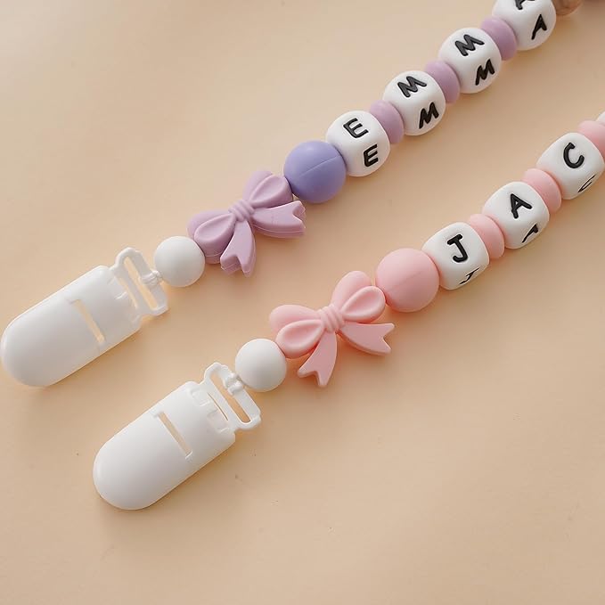 Custom Pacifier Clip with Name Baby Shower Gift for Girl Personalized Pacifier Holder