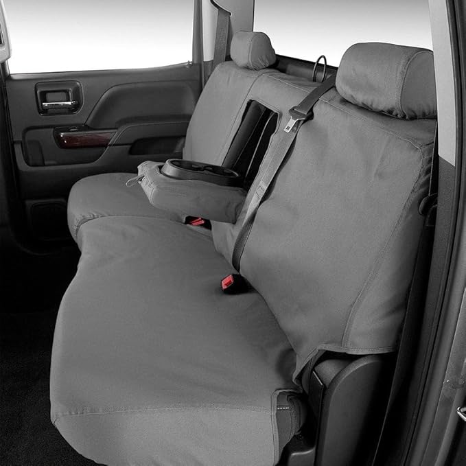 Covercraft Custom-Fit Rear-Second Seat Bench SeatSaver Seat Covers - Polycotton Fabric, Grey