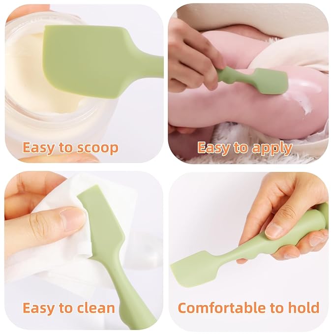 Diaper Cream Spatula with Case, 4 Pack Soft Baby Butt Spatula baby diaper cream Applicator,Silicone Diaper Rash spatula,Butt Paste spatula Brush(2 Large 2 Small with 3 Case)