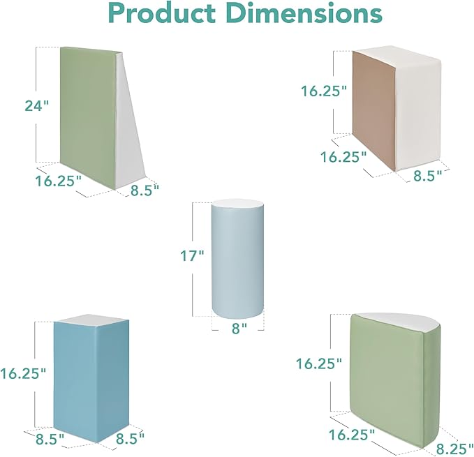Best Choice Products Soft Foam Climbing Blocks for Toddlers, 5-Piece Baby Play Set, Easy-Clean Vinyl Foam Shapes, Safe Certified Materials, Early Learning Motor Skill Development Toy - Earth Tone