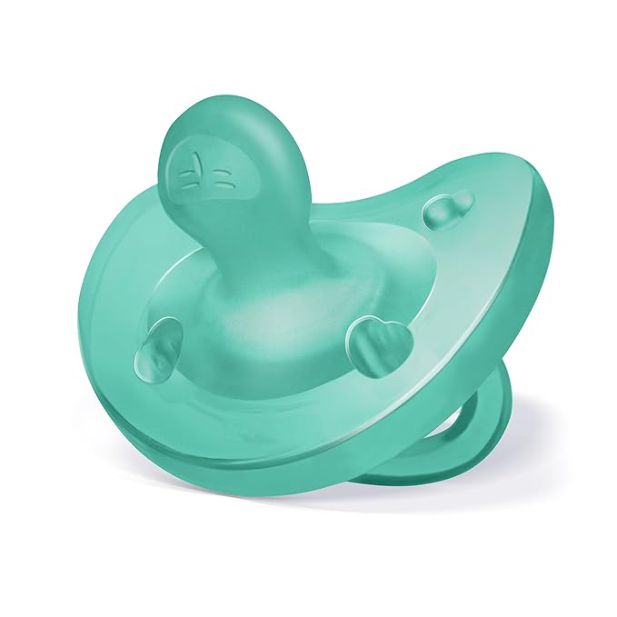 Chicco PhysioForma Orthodontic Pacifier for Babies 6-16 Months, 100% Soft Silicone, BPA Free & Breathing Support, 2-Pack with Sterilizing Case, Blue/Green
