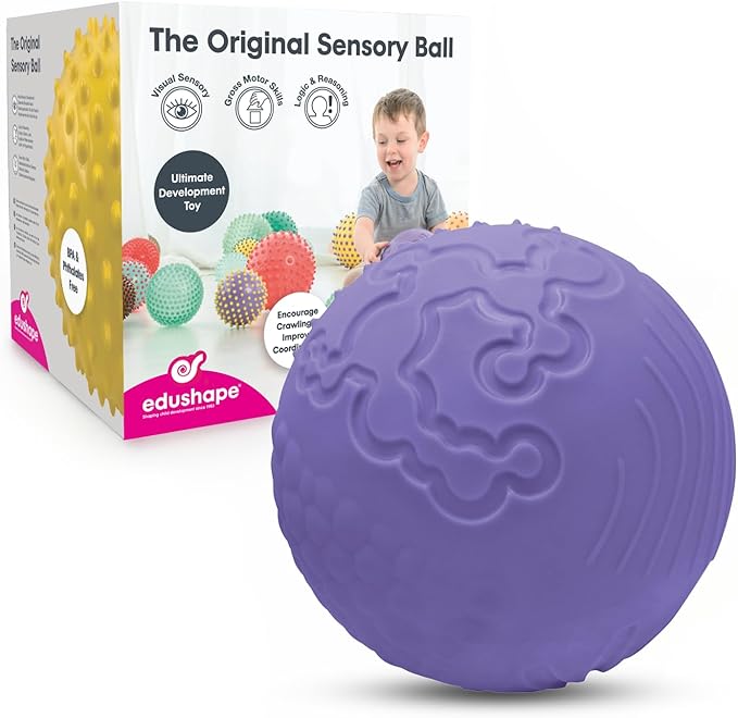 Edushape Texture-iffic Sensory Ball for Baby - 7" Baby Ball that Helps Enhance Gross Motor Skills for Kids - Toddler Ball with 8 Sections of Different Tactile Patterns