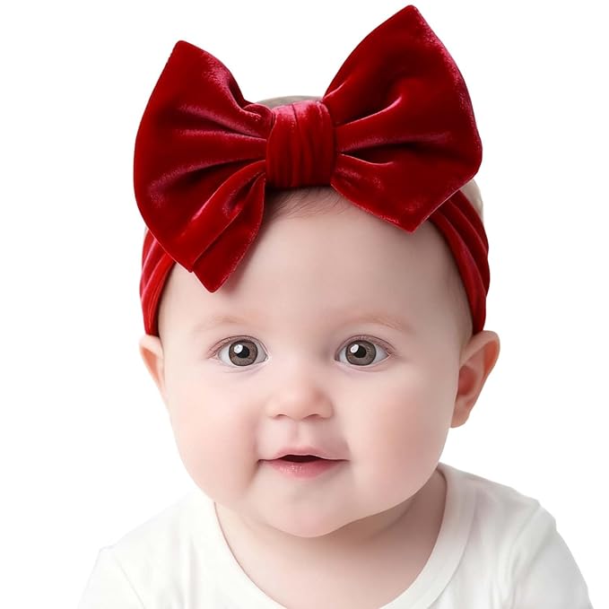 Love Heart Bow Headband for Baby Girls Valentines Hair Band Hair Accessories for Toddler TSFD23 (Red Velvet, One Size)