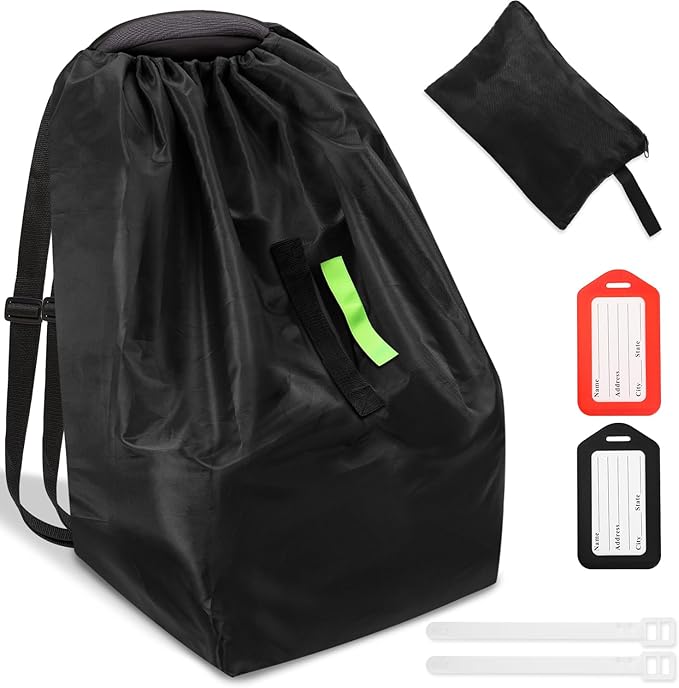Sublaga Car Seat Bags For Airplane Travel, Durable Carseat Cover For Air Travel Car Seat Travel Bag with Shoulder Straps and 2pcs Luggage Tags For Airplane