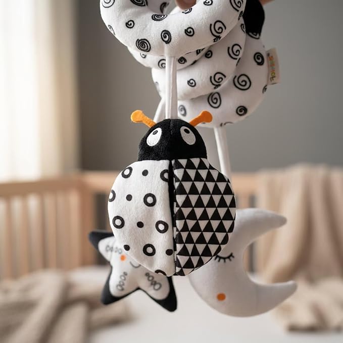 Multi-Use Baby Spiral Activity Toy – Spiral carseat Toy for Car Seat, Stroller,Play Gym, Keeps Baby Quiet, Easy Travel Solution