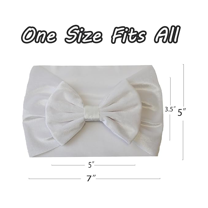 Velvet Blcak Baby Headbands Big Bows for Baby Girls Velvet Soft Hairbands Bows Wide Head Wrap White Hair Accessories for Newborn, Infant Toddlers 0-6Months