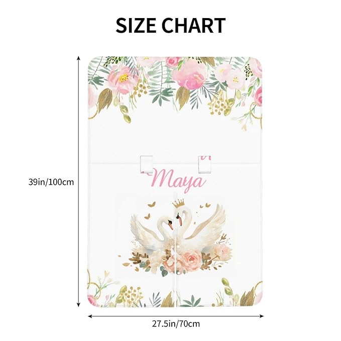 Personalized Baby Car Seat Canopy for Babies, Custom Name Car Seat Covers for Baby Girls, Floral Swan Opening Minky Nursing Breastfeeding Cover for Infant, Carseat Canopies for Newborn