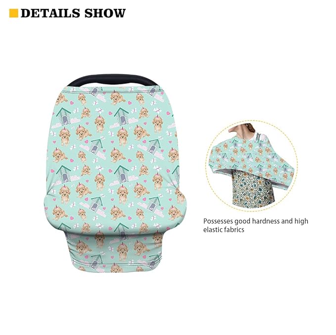 Solid Color Car Seat Covers for Babies Super Stretchy,Nursing Breastfeeding Covers,Soft Multi-use Nursing Covers,Natural