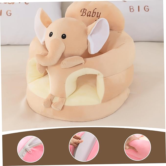 Baby Floor Seat, 17.7 Inch Cute Elephant Learn to Sit Baby Seat with Thickened Support Plate, Soft ＆ Elastic for Toddler