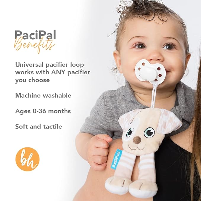 BooginHead by Infantino Pacifier Holder Stuffed Animal and Baby Pacifier Clip, Green Sloth