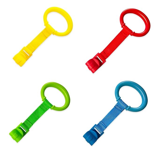 Baby Pull up Rings Playpen,Walking Exercises Assistant Stand Up Rings for Infant Toddler Baby Playpen 4 PCS