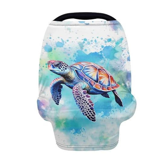 ZFRXIGN Turtle Nursing Covers for Breastfeeding and Car Seat Baby Car Seat Covers, Infant Stroller Cover, Carseat Canopy Carseat Cover Girls Hippie Tie Dye Blue