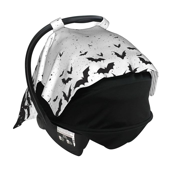 Halloween Bats Car Seat Covers Canopy for Baby, Nursing Cover Infant Carseat Cover Soft Breastfeeding Covers for Shower Gift Newborn