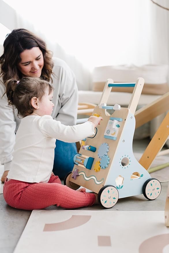 Beright Wooden Baby Walker, Wooden Baby Push Walker, Learning Activity Toys, Baby Push Toy Multiple Activities Center, Gift for Birthday, Christmas and New Year