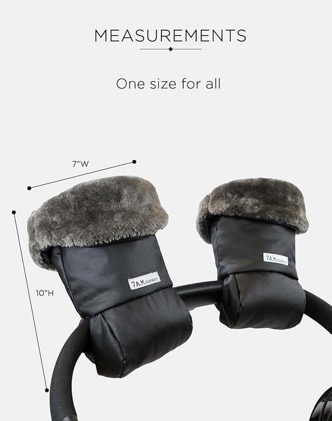 7AM Enfant Stroller Warmmuffs Gloves - Anti-Freeze Stroller Mittens for Handlebars, Water Repellent Hand Warmer Muff for Cold Weather, Plush Lined Stroller Warmmuffs | Winter Stroller Accessories