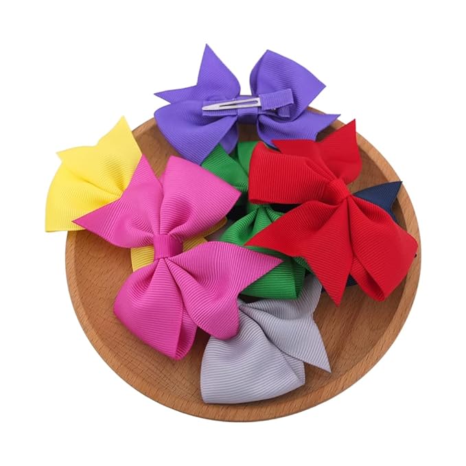 24 Colors Boutique Hair Bow Clips for Little Girls Grosgrain Ribbon Bow Alligator Hair Clip Toddler Baby Girl Kids Teens Hair Accessories (24 pcs/3.5 Inch Swallow Tail)