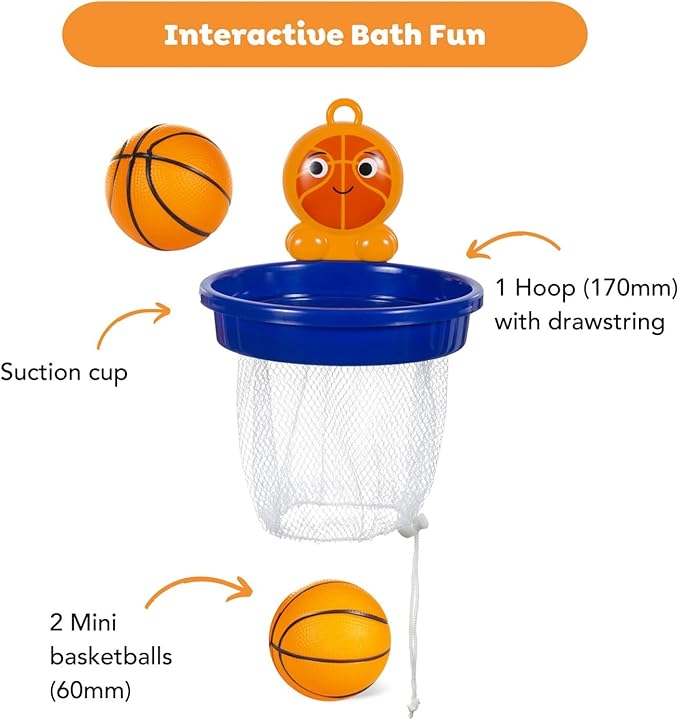 Tiger Tribe Bath Ball Dunk Time - Interactive Toddler Bath Toy with Floating Basketballs & Suction Backboard for Enhancing Motor Skills in Kids 3-7 Years