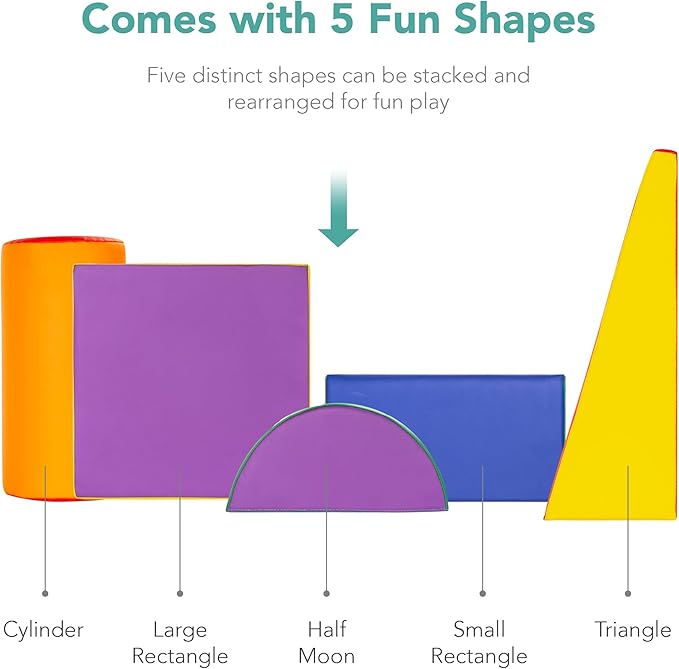 Best Choice Products 5-Piece Kids Climb & Crawl Soft Foam Block Activity Play Structures for Child Development, Color Coordination, Motor Skills - Multicolor