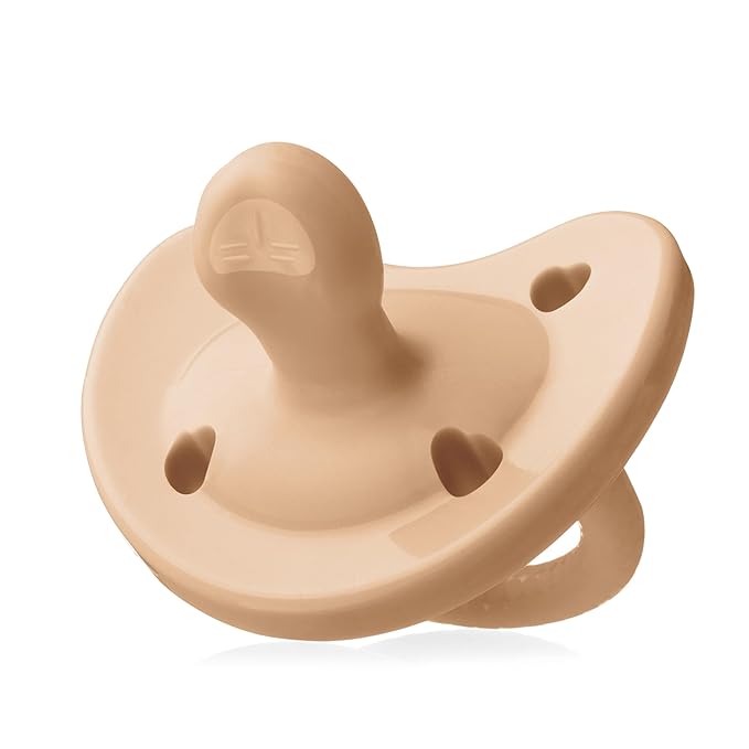 Chicco PhysioForma Luxe Orthodontic Pacifier for Babies 0-6 Months, One-Piece 100% Soft Silicone, Supports Breathing, Textured Shield & Handle, Included Sterilizing Case, BPA Free, 2-Pack, Blush
