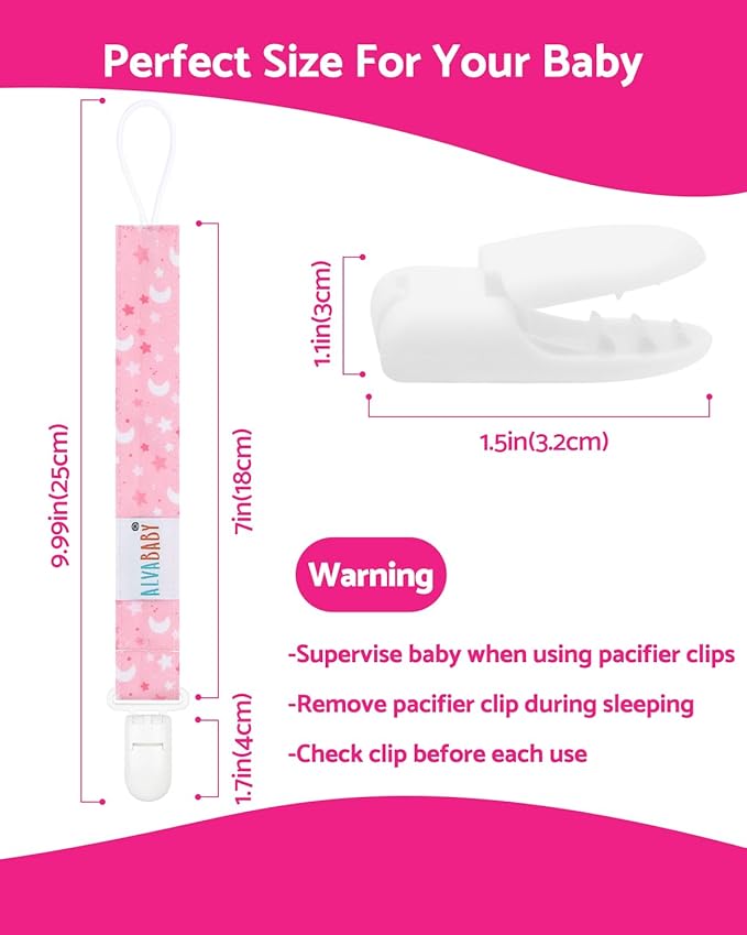 ALVABABY Pacifier Clips 8 Pack Pacifier Binky Paci Holder Leashes for Teethers 8DP23A