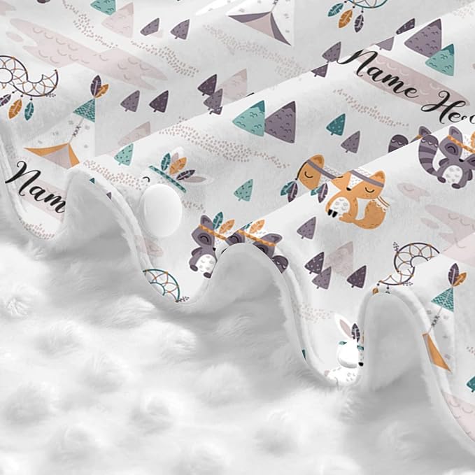Personalized Woodland Fox Baby Infant Car Seats Canopy for Babies with Name, Custom Multi-use Blankets for Baby Boys Girls, Peekaboo Minky Nursing Breastfeeding Stroller Cover Canopies for Newborn