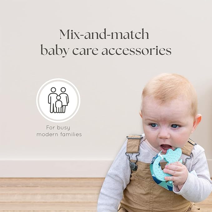 Dodo Babies Baby Shower Gifts - Teething Toy & Pacifier Clip Set - 6-Piece Multicolor Silicone - Pacifier Clip, Baby Teether & Binky Holder - Universal Leash & Water-Resistant Case