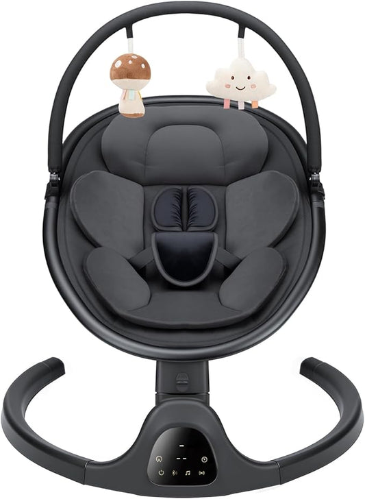 Baby Swing for Infants, Infant Swing with 5 Swing Speed, Built-in Lullabies, 5-Point Harness, Electric Infant Swing with Bluetooth for Indoor & Outdoor Use (Black)