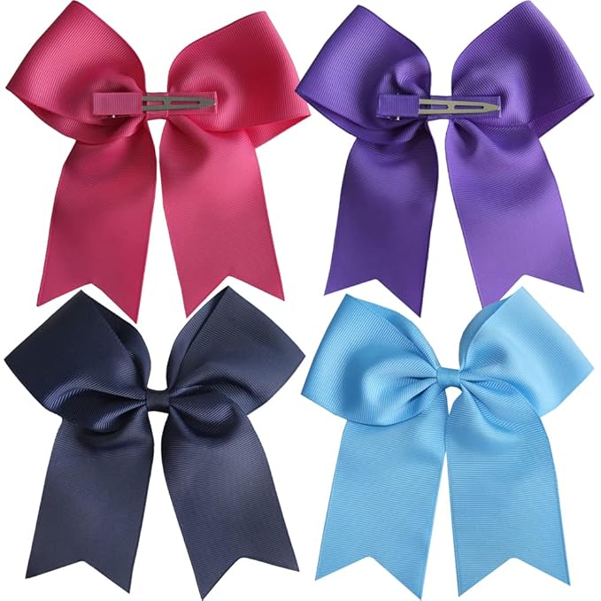 24 Colors Cheer Hair Bow Alligator Clips for Baby Little Girls School Colleage Teens Dancing Cheerleading Bow Hair Accessories (24 pcs/5.5 Inch Cheer Bow)