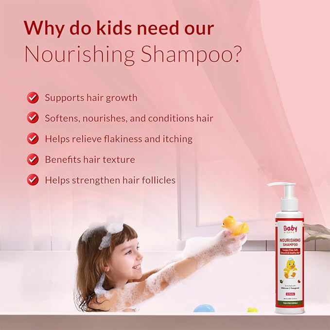 Baby Organo Ayurvedic Bhringraj, Lemon Tear Free Baby Shampoo for Newborns and Kids Promotes Healthy Shiny, Smooth, Silky & Soft Shampoo 6.76 fl oz (Pack of 1)