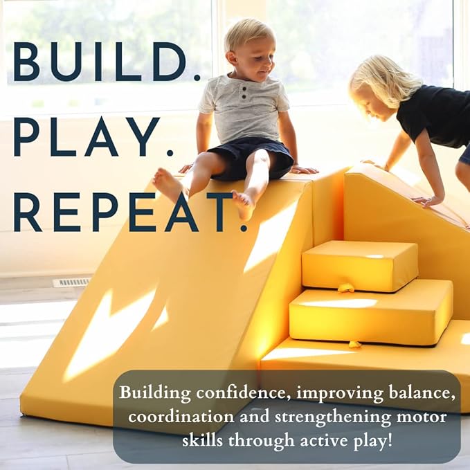 Foamnasium Mega Wedge Set, Indoor Foam Playset, 2 Piece Soft Toddler and Active Kids Play Foam Climber for Crawling, Climbing, Sliding and Jumping, Made in The US, Enhanced Lavender