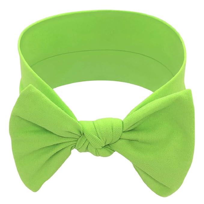 Baby Girl Headbands 0–6 Months – Newborn Infant Soft Cotton Handmade Bow Headband, Stretchy No Mark Baby Hair Accessories (Lime Green, 0-6 Month)