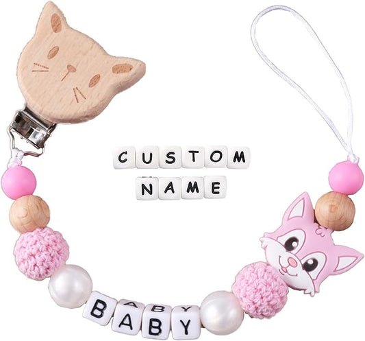 Custom Pacifier Clip with Customized Name Customized Stroller Clip Holder with Name Personalized Pacifier Holder