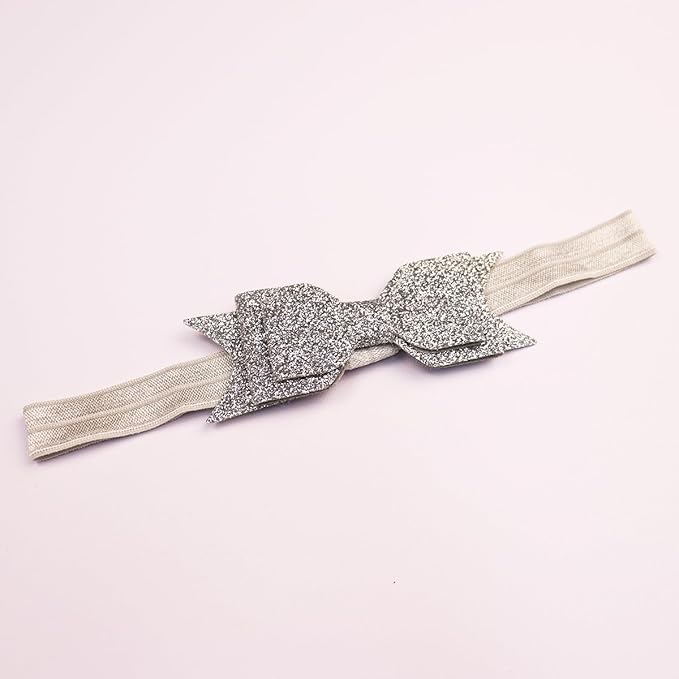 3pcs Baby Girl Bows Headband Chiffon Flower Hairband for Newborn Infant Toddler Soft Elastic Hair Bow Accessories for Baby Birthday Party (Grey, Standard size)