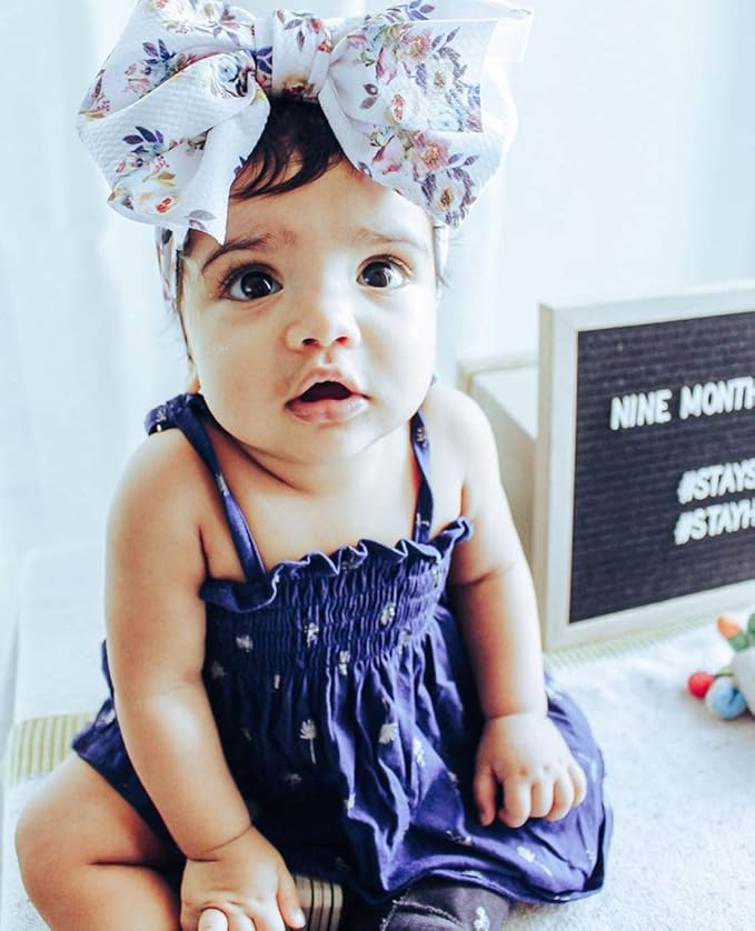 KIDOCHEESE Baby Girl Oversized Bows Headbands: Elastic Nylon Hair Wraps with Large Bows for Newborns, Infants, Toddlers and Kids