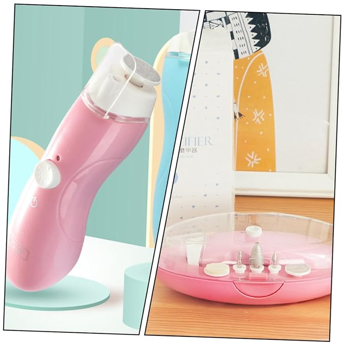 Ipetboom 1 Set Nail Nail Drill Kit Nail Files Nail Kits Electric Nail File Kit Nail Kit Bag Children Electric Manicure Kit Electric Polish Sharpener Electric Nail Trimmer Kit, 11.8x4cm, Pink