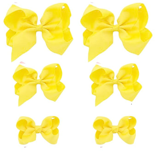Yellow Bows for Girls,6PCS Hand-made Grosgrain Ribbon Hair Bows Alligator Clips Hair Accessories for Little Teen Toddler Girls Kids (Yellow)