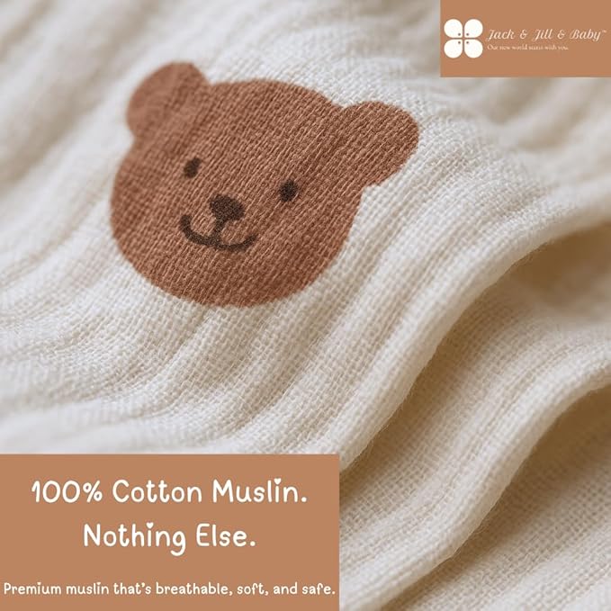 Jack & Jill & Baby Washcloths | 100% Cotton | Ultra-Soft Face Towels for Baby Boys and Girls | Bath Time and Burp Cloth Use | Baby Essentials | Absorbent Cloth Wipes | Pack of 4 (Bunny Bloom)