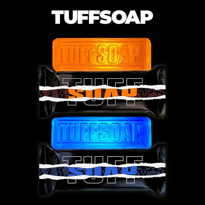2PACK(ORANGE, BLUE)– 4-in-1 Men’s Fragrance Soap Bar 5.5 oz – Natural All-in-One Bar for Body, Face, Hair & Shaving – Long-Lasting & Sulfate-Free