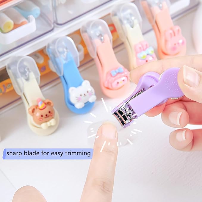 10Pcs Cute Cartoon Nail Clippers Kids Nail Clippers Portable Nail Scissors for Kids Women Men(Random Color)