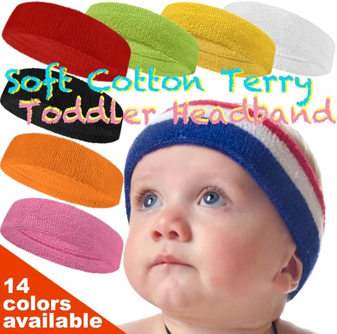 COUVER Baby Infant Terry Solid Color Headband/Terry Cloth Head Band - 4 Pieces