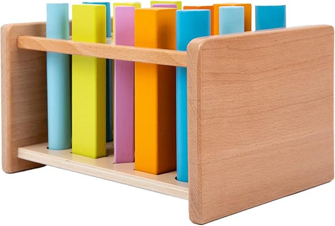 Montessori Toys for 1 2 3 Years Old Wooden 3D Shape Matching Toys,Wooden Posting Stand Montessori Color Sorting Sticks Game-Cognitive Shapes Colors,Educational Sensory Toy for Boys Girls Gift（15 Pcs）