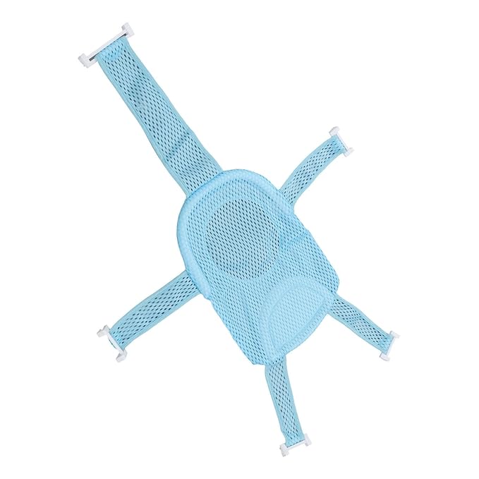Infant Bath Seat with Non-Slip Breathable Mesh Support, Soft Headrest, Blue, for Babies 0-18 Months