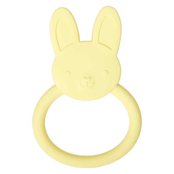 C.R. Gibson 100% Food Grade Silicone Bunny Baby Teether for Infants, 2.75" x 4.25", Multicolor