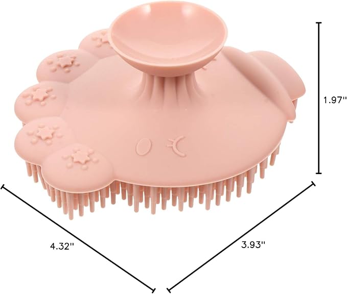 Bath Silicone Brush Scalp Massager Shampoo Brush Comb for Kids Pink
